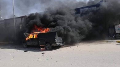 احراق عجلة امنية