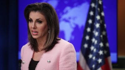 الخارجية الاميركية توضح بشأن عقوبات الولايات المتحدة على العراق 1 المتحدثة بأسم الخارجية مورغان أورتاغاس scaled