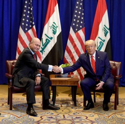 رئاسة الجمهورية تكشف تفاصيل لقاء برهم صالح مع ترمب على هامش منتدى دافوس 1 برهم صالح وترامب 2 scaled