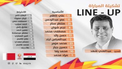 تشكيلة عبد الغني للمنتخب الاولمبي العراقي