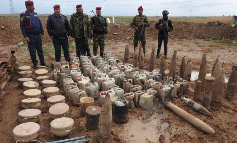 الاتحادية تنفذ عمليات تفتيش وتعثر على وكر للعصابات الإرهابية وعبوات ناسفة في كركوك 1 مستودع عبوات في كركوك