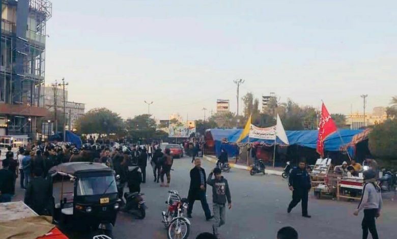 القوات الامنية في ساحة النجف 1