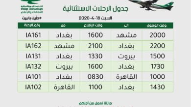 النقل تعلن عن تسيير ثلاث رحلات استثنائية لكل من مشهد والقاهرة وبيروت 4 9DE73B89 105F 4A25 8B8E A503316B02DF