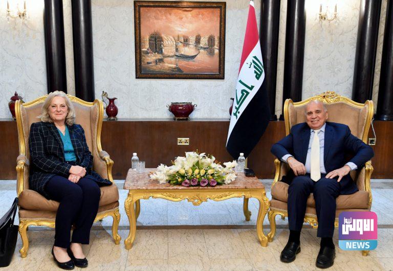 وزير الخارجية والسفيرة الأمريكية يبحثان مُستجدّات الأوضاع السياسيَّة في العراق 1 CD6FB3C0 599E 462C 81A1 B2E23FA10C35 768x530 1